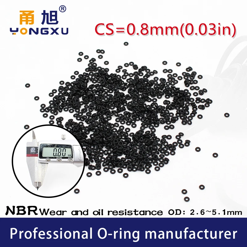 Rubber O Rings 10PCS Nitrile NBR 0.8mm Thickness OD2.6/3/3.6/4.1/4.3/4.5/4.9/5.1mm Waterproof