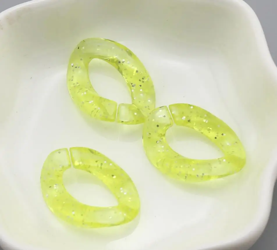 glitter Acrylic Chain transparent color Combination chain Links DIY Charm Accessories for Jewelry Making 17*23mm, wholesale