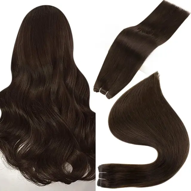 Full Shine Human Hair Weft Extensions Hair Bundles Ombre Blonde Color 100g Sew In Silky Straight Remy Skin Double Weft For Salon 2 Darkest Brown
