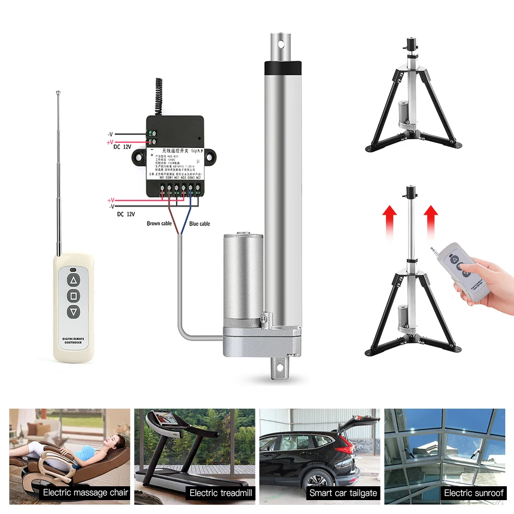 

RF remote control 12v electric Linear actuator metal gear linear motor 50mm 100mm 150mm 200mm 250mm stroke