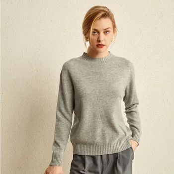 

New 100% Wool Cashmere Sweater Women Autumn Winter Warm Soft O-Neck Long Sleeve Knitted Pullover Jumper Femme Sweater