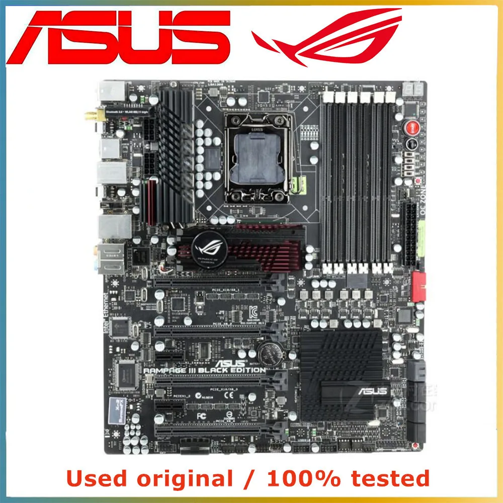 For Intel X58 LGA 1366 CPU ASUS Rampage III Black Edition Motherboard Computer Socket LGA1366 DDR3 Used Desktop Mainboard | Компьютеры и