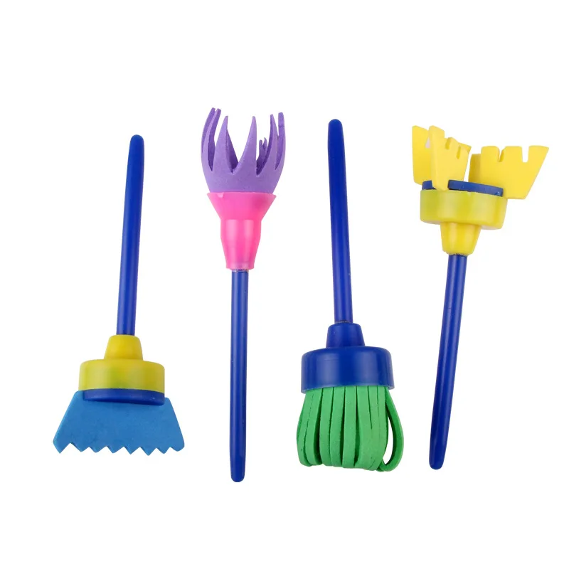 4pcs/set Party Paint Drawing Sponges Rotate Spin Brushes Kids DIY Flower Sponge Art Graffiti Painting Tool Brush Educational | Дом и сад