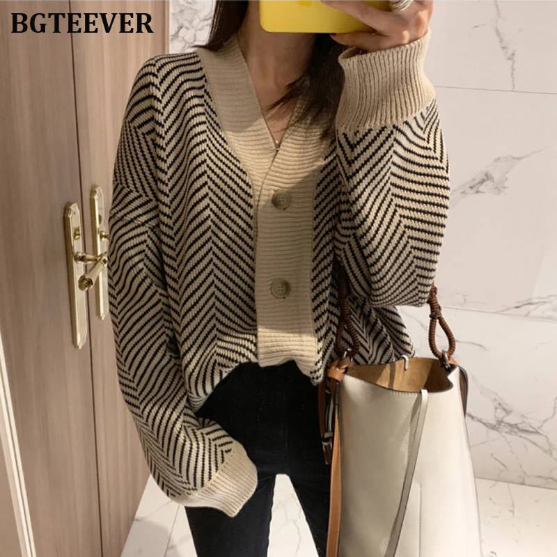 Винтажные женские свитера в полоску с рукавами летучая мышь осень-зима 2019