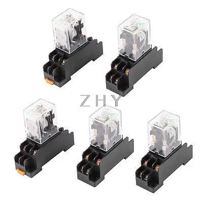 

DC 24V Coil DPDT 8 Pin Green LED General Purpose Power Relay 5 Pcs w Socket