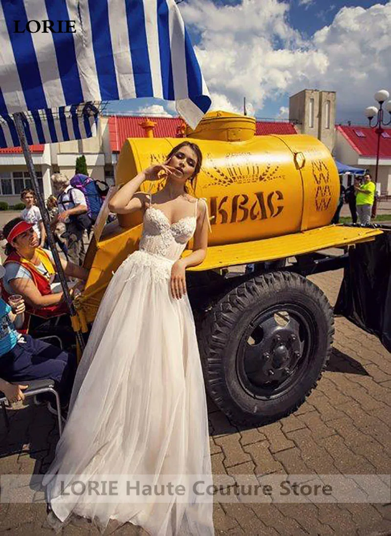 Лори принцесса свадебное платье Линия Vestidos de novia аппликация кружева сексуальные свадебные платья Спагетти ремни богемные свадебные платья