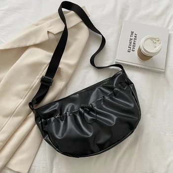 

Fashion Large Capacity Messenger Bags Women Drawstring PU Leather Crossbody Handbags Casual Outdoor Travel Daily Shoulder Pouch