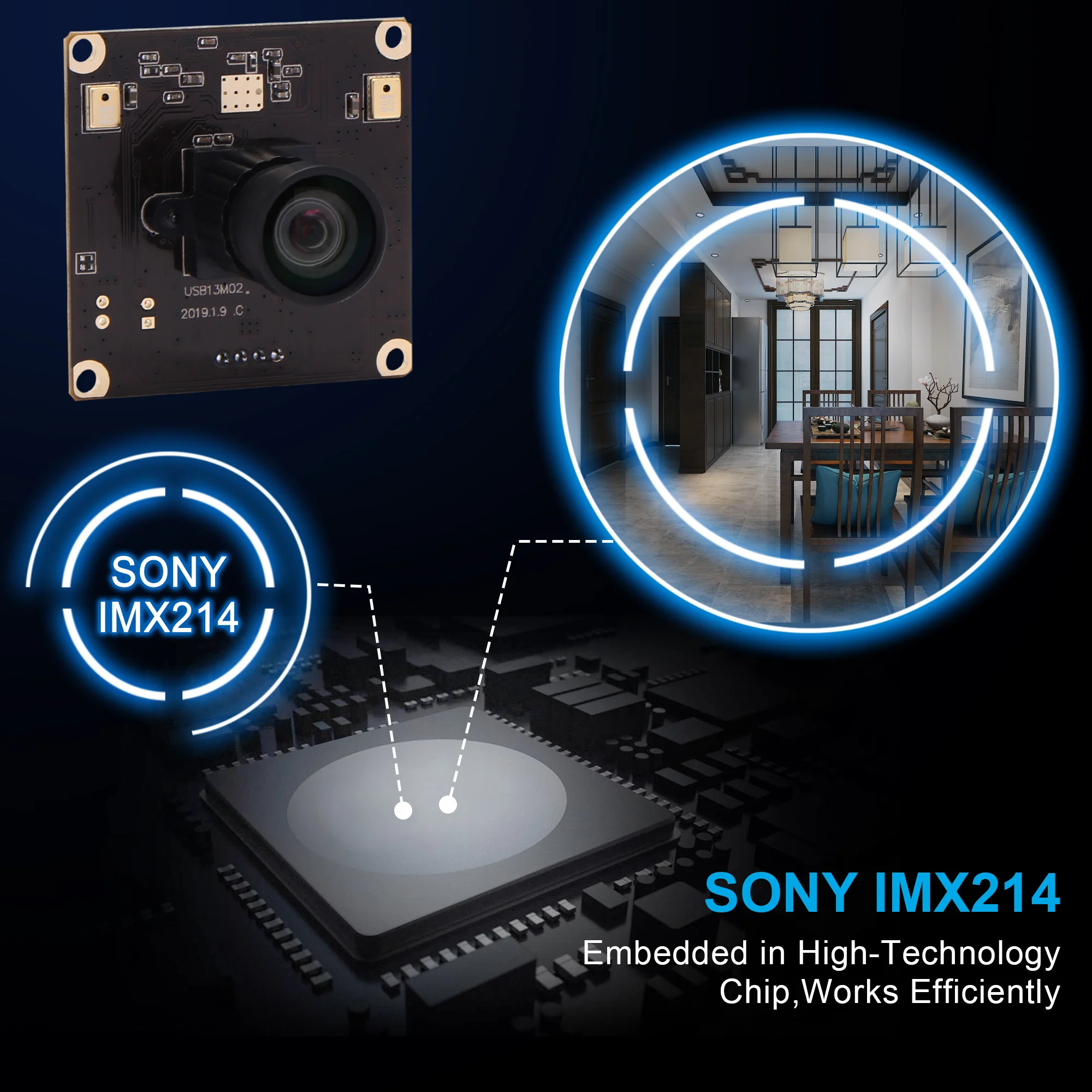 Широкоугольный USB модуль для веб камеры Sony IMX214 3840x2880 13 МП рыбий глаз с микрофоном