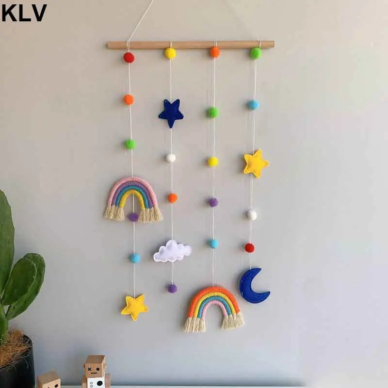 

Rainbow Photo Display Holder with Pompom Girls Hair Bow Clips Storage Hanger Wall Hanging Picture Organizer Nursery Baby Room