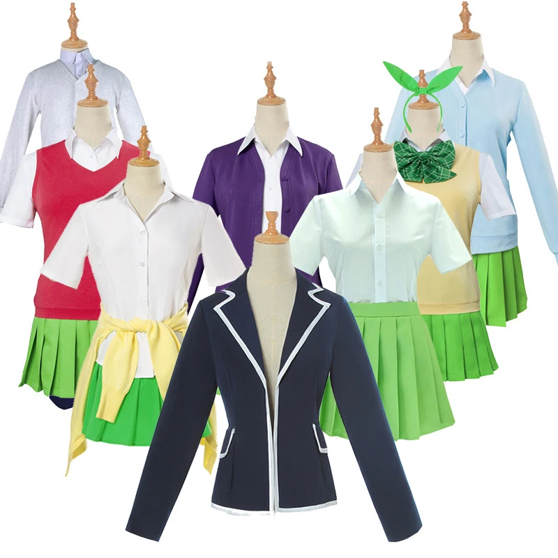 Anime Quintessential Quintuplets Miku Nakano Ichika Nino Cosplay Costume Yotsuba Skirt School Uniform Mardi Gras Dress | Тематическая