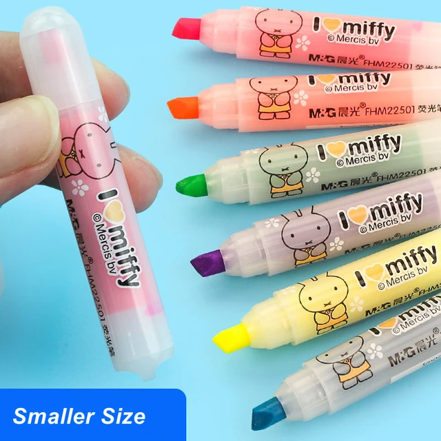 6 PCS/Set Small Size Mini Highlighters Set 6 Colors Cartoon Design Cute  Highlighter Pen for
