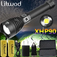 Самый мощный XHP90 светодиодный фонарик XLamp Zoom Torch XHP70.2 USB Перезаряжаемый тактический фонарь 18650 или 26650 Кемпинг Охота лампа