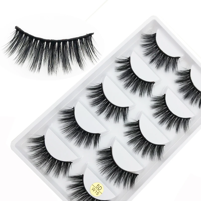

Flash Girl W Series 5D-W15 Handmade 5Pairs 5D Natural Long Mink Eyelashes
