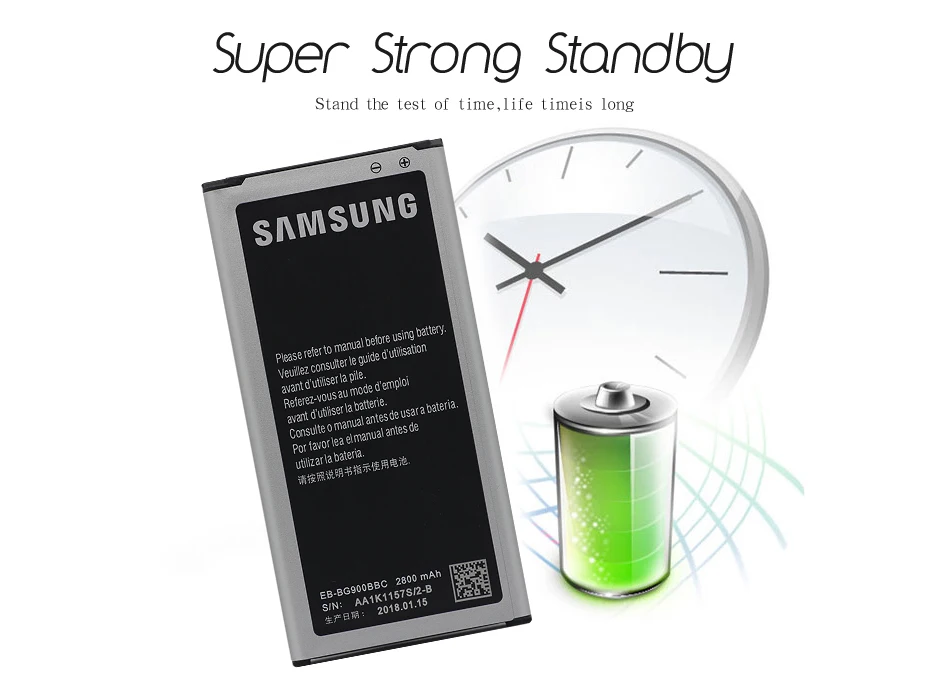 Оригинальная батарея samsung EB-BG900BBU EB-BG900BBC для samsung Galaxy S5 G900S G900F G900M G9008V 9006V 9008W 9006W G900FD 2800 ма-ч