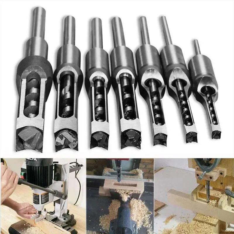 1pc HSS Twist Drill Bits Woodworking Square Drill Tools Square Mortising Drill Square Hole Extended Saw 6.0mm~16mm