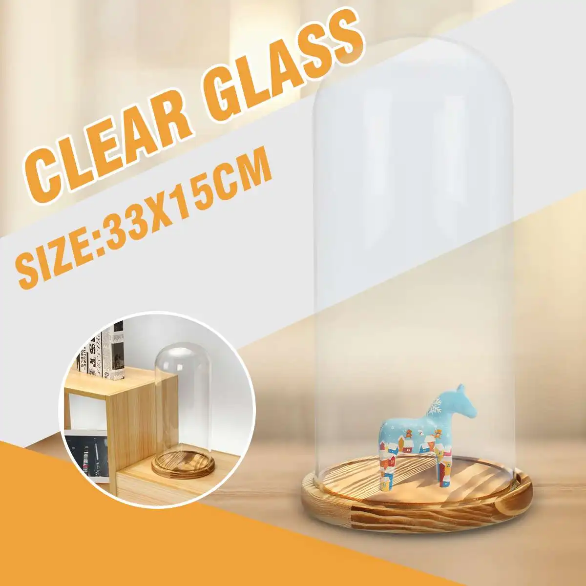 Стеклянный Глобус прозрачный купол крышка Cloche Bell Jar бессмертный цветок Роза Защитная Ваза деревянная база Свадебные украшения дома подарки