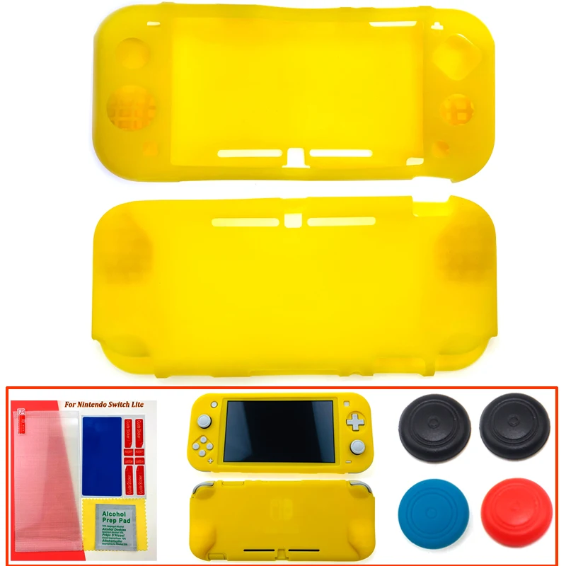 Yellow Силиконовый чехол-футляр для nyd Switch Lite, чехол для кожи NS Switch Mini, свободное закаленное стекло, аксессуары для протектора экрана - Цвет: Yellow