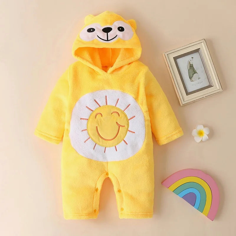 2020 Nieuwe Leuke Pasgeboren Baby Jongen Meisje Kleding Lange Mouwen Hoddies Beer Rits Baby Romper Kleding Herfst Winter Dragen 0-18M