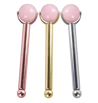 

Free shipping KCONYD Factory Wholesale 100% High quality Natural Face Roller Ball-Rose quartzl-Metal hand