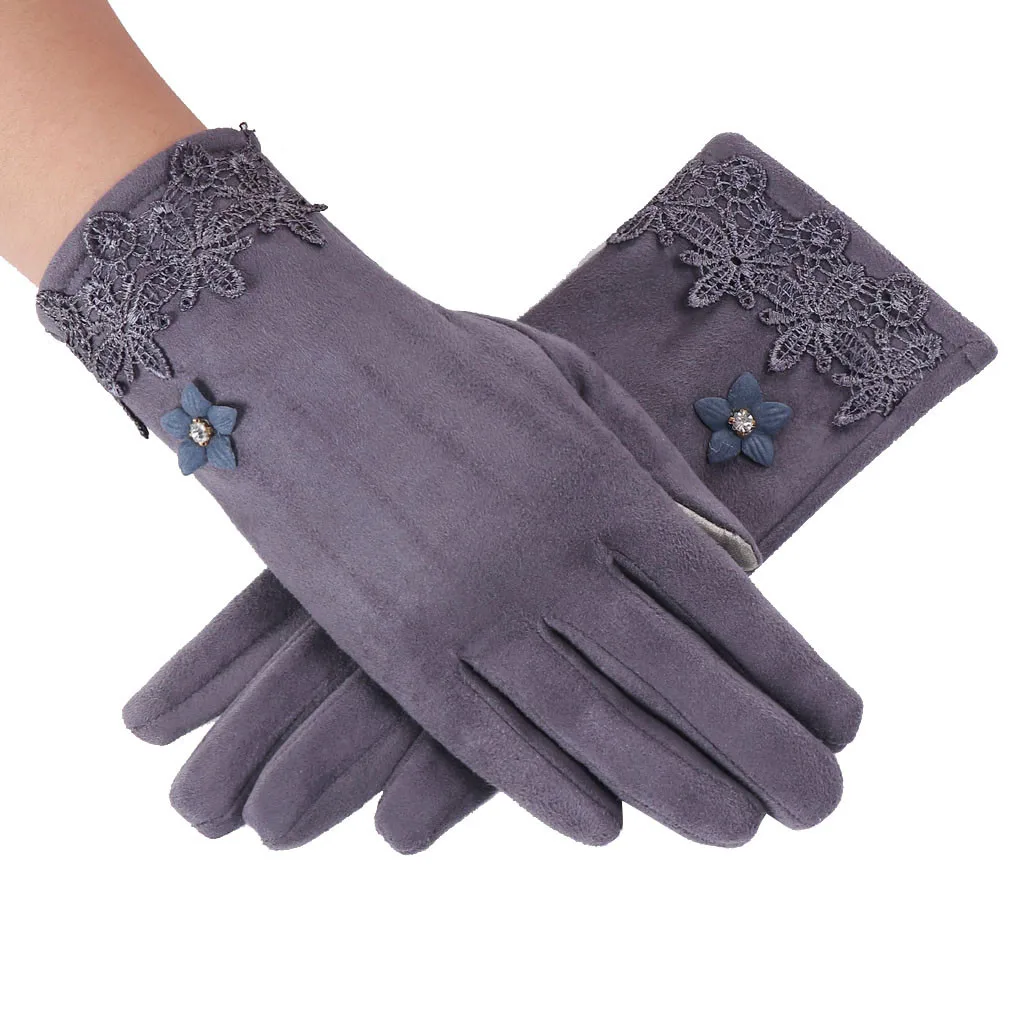 Дизайн, модные женские зимние теплые флисовые теплые перчатки с заячьими ушками из мультфильма, утолщенные теплые варежки, перчатки для телефона - Цвет: Dark Gray D