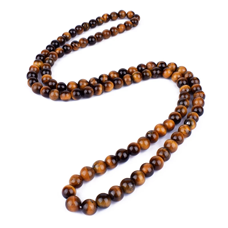 Fashion Tiger Eye Stone Beaded Necklaces Men Meditation Yoga Natural Stone Necklaces