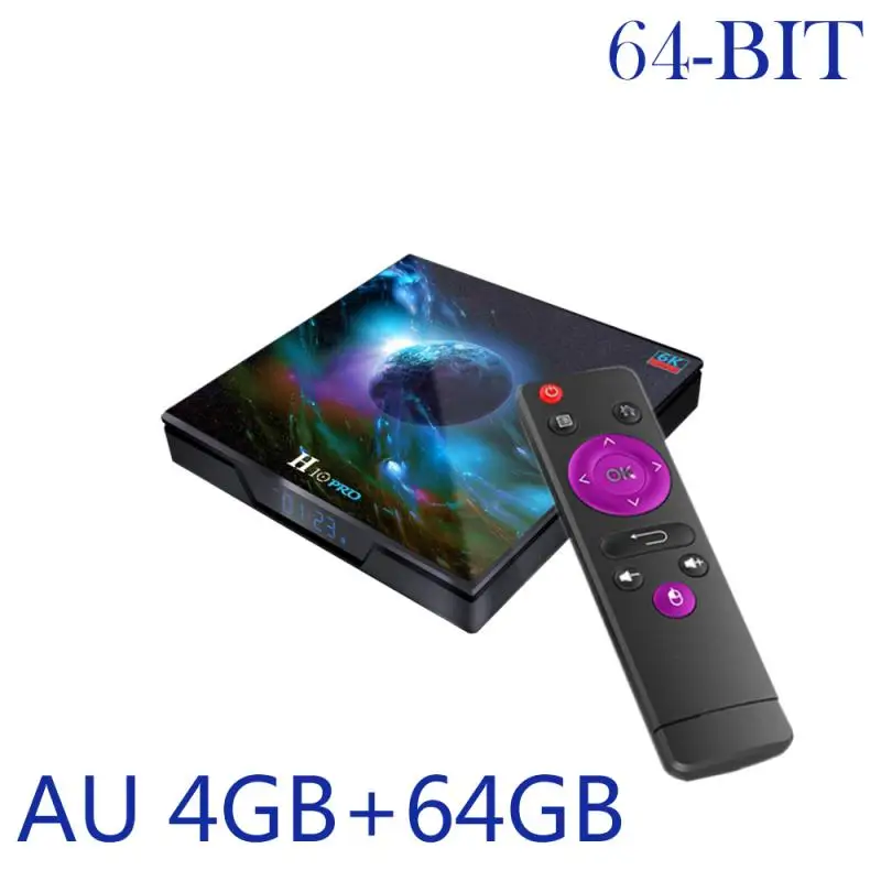 AU 64GB Mr Новинка H10 Pro Full HD Smart tv Box 4 ГБ DDR3 64 ГБ Android 9,0 телеприставка 2,4G/5G двойной Wifi 4K H.265 медиаплеер прочный - Цвет: AU 64GB