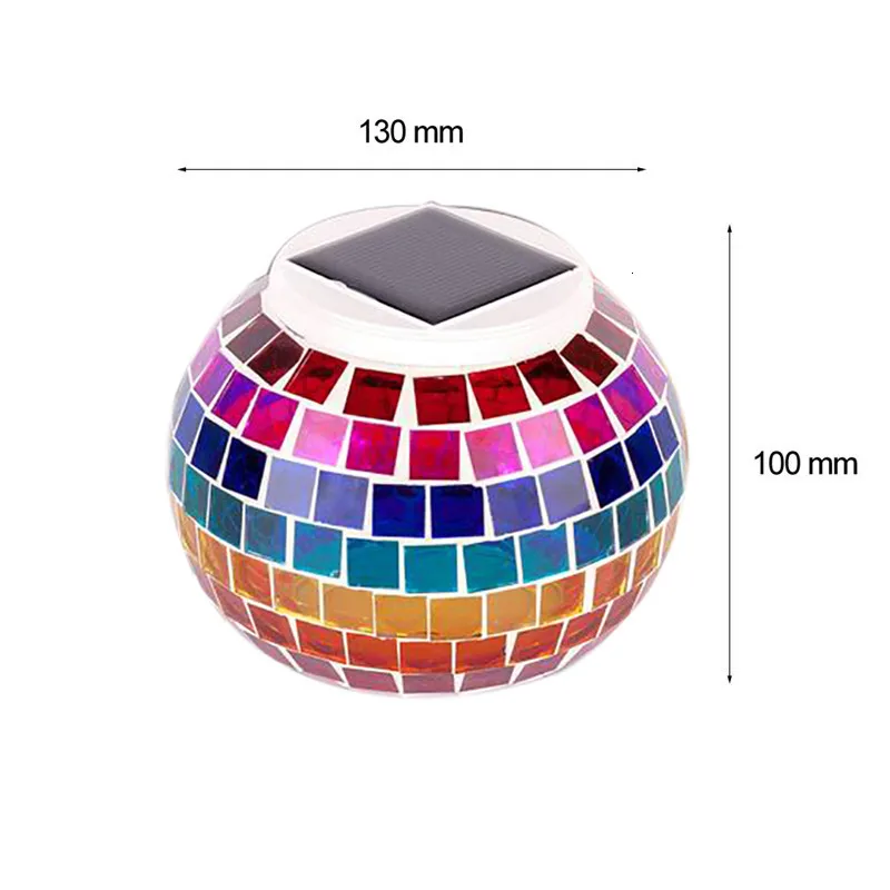 Mosaic Glass Ball Garden Lights Color Changing LED Solar Light Waterproof Solar Powered Table Lamps for Parties Decorations Xmas