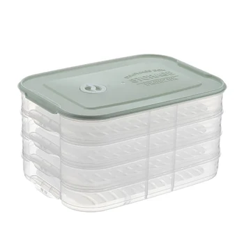 

4 Layer Plastic Dumpling Storage Box Refrigerator freeze Dumpling Tray Household Food Crisper Storage Container