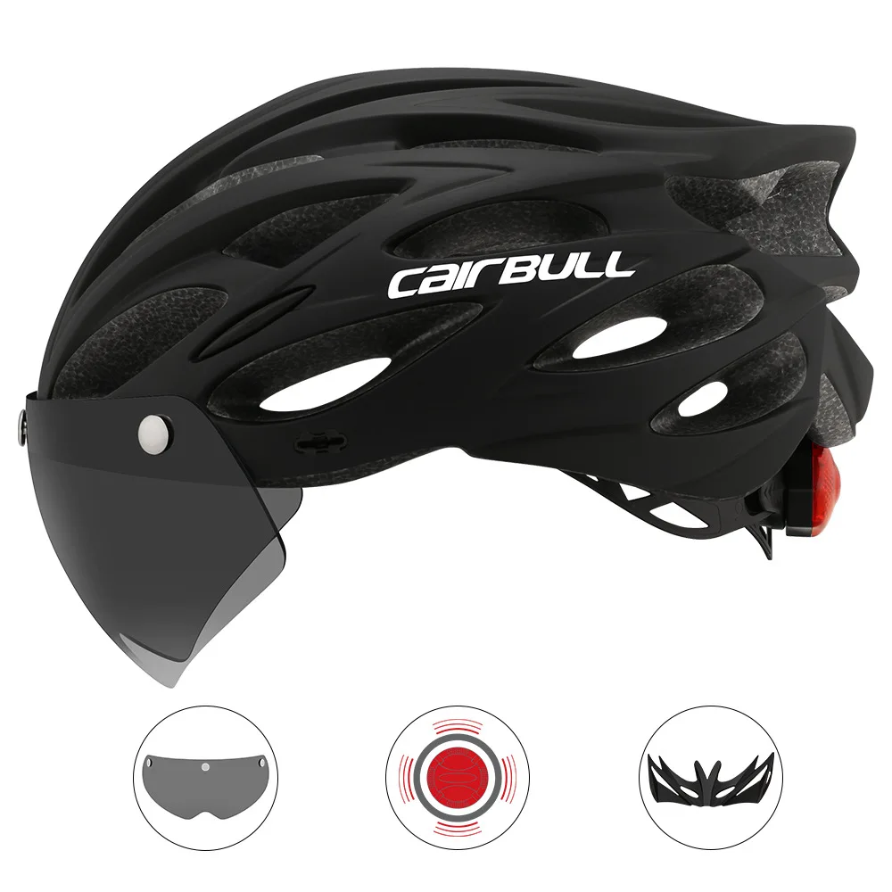 Cycling-Helmet Visor-Goggles Bike-Taillight Cairbull Mountain-Road Intergrally-Molded