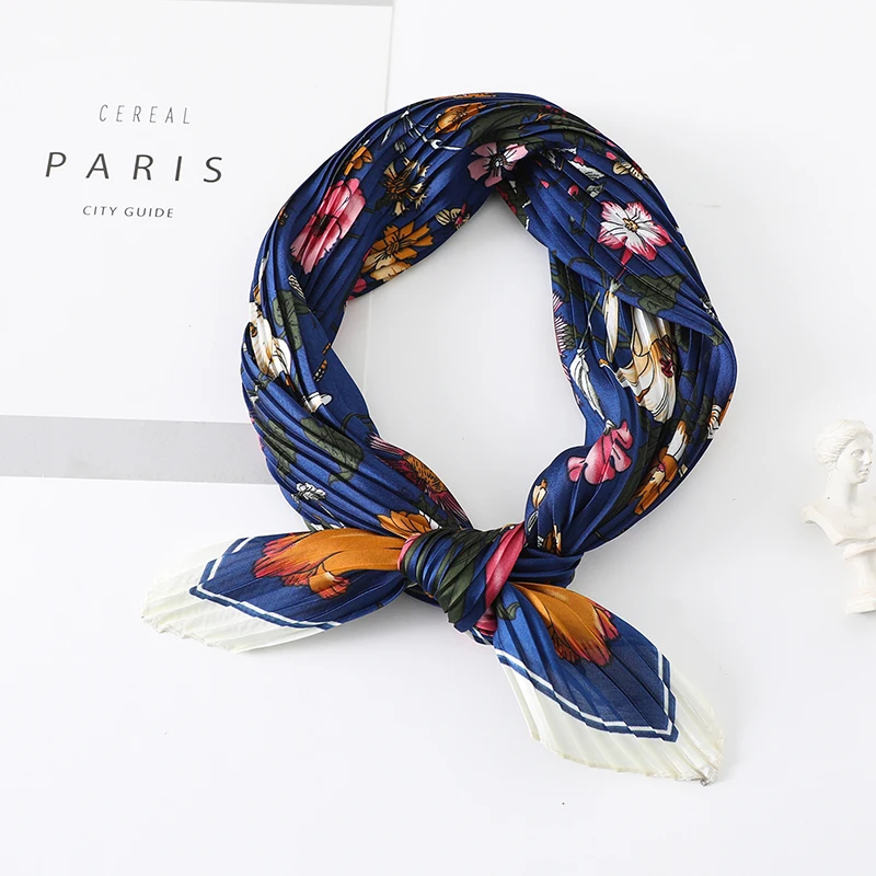 

2022 New Summer Silk Scarf Fashion Lady Hair Band Women Bandana Shawl and Wraps Neckerchief Female Hijab Crinkle Scarves Foulard