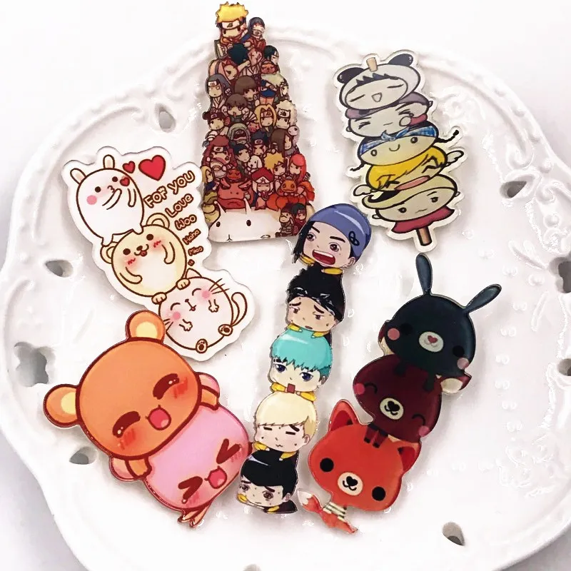 

1PCS Kawaii Stack Animals Badge Harajuku Acrylic Pin Badges Women Backpack Pins Icons Costumes Kids Gift Brooches