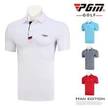 PGM одежда для гольфа, Мужская футболка с коротким рукавом, летняя дышащая Спортивная футболка, рубашка поло, быстросохнущая одежда, спортивная одежда