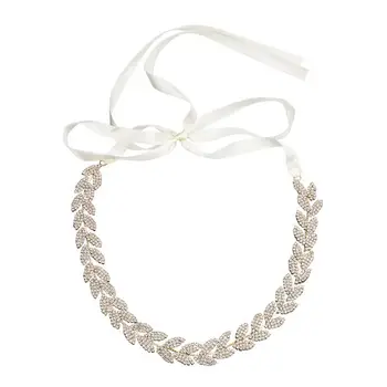 

Bridal Belt Rhinestone Leaf Thin Sash Wedding Dress Body Chain Accessories