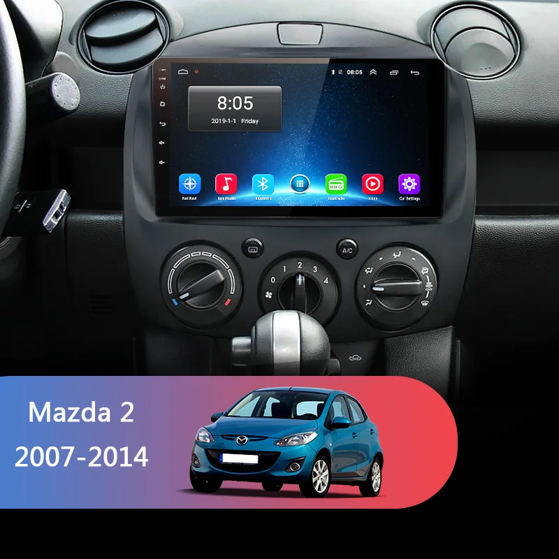4G сеть Android 9,1 автомобильный Радио Мультимедиа Видео плеер для Mazda 2 2007- gps спутниковая навигация Wifi Bluetooth 2+ 32G