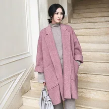 LANMREM осень и зима популярное новое шерстяное кашемировое пальто Свободное длинное шерстяное пальто женское зимнее 19B-a630