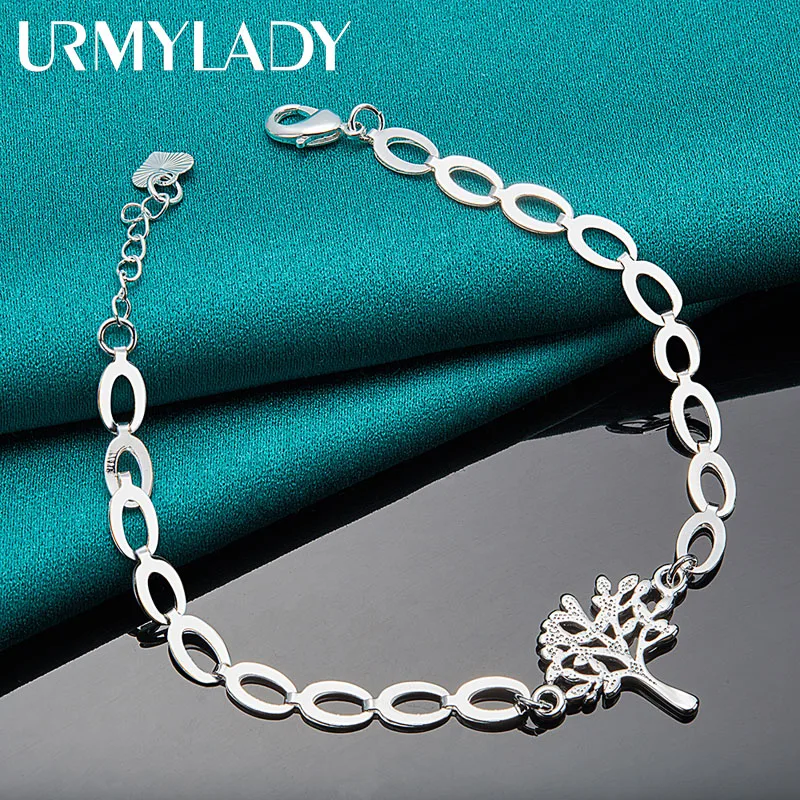 

URMYLADY 925 Sterling Silver Tree Of Life Bracelet For Women Wedding Party Charm Jewelry Gift