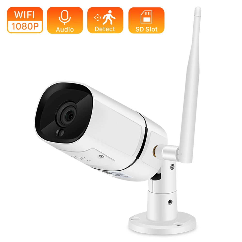 HD 1080P Wifi IP Camera ONVIF Wireless Bullet Outdoor SD Card Slot Two Way Audio 2MP 1920*1080 Night Vision 20m APP iCsee | Безопасность