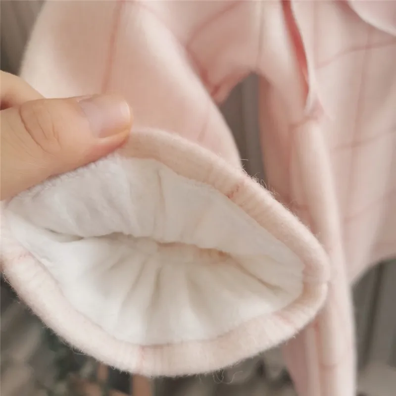 Платье для малышей; белое кружевное платье розового цвета; сезон осень-зима; платье для девочек с флисовой подкладкой; плотная теплая одежда для малышей