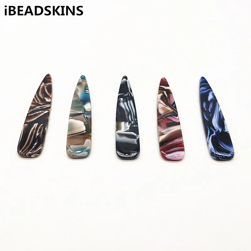 

New arrival! 100pcs 54x12mm acetic acid Marble effect Drop-shape charm for earrings accessories parts jewelry handmade making