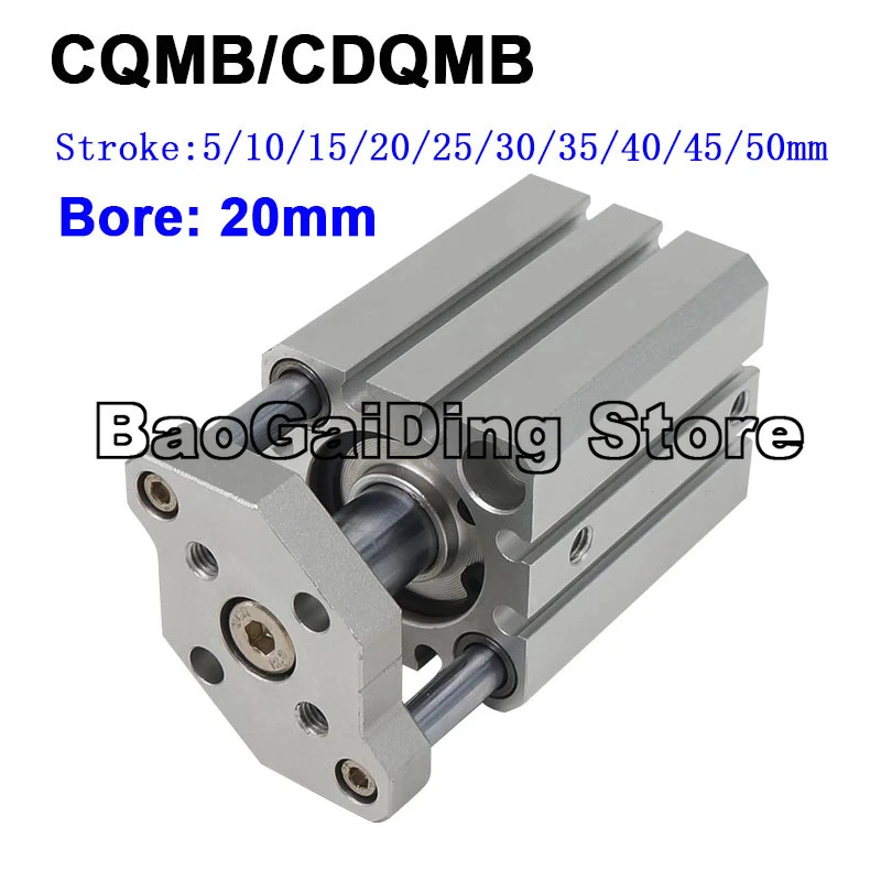Pneumatic Cylinder CQMB20/CDQMB20 Bore 20mm Stroke 5/10/15/20/25/30/35/40/45/50mm  Double Acting Guide Rod Compact Air Cylinders|Pneumatic Parts| - AliExpress