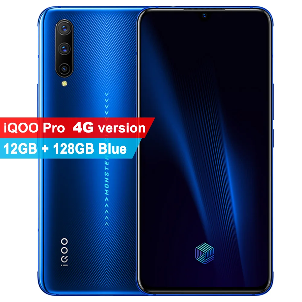 Мобильный телефон Vivo IQOO Pro 5G 4G 8/12G ram 128G rom Snapdragon 855 Plus 6,4" 48.0MP Camera44W супер Зарядка мобильных телефонов - Цвет: 4G 12GB 128GB Blue