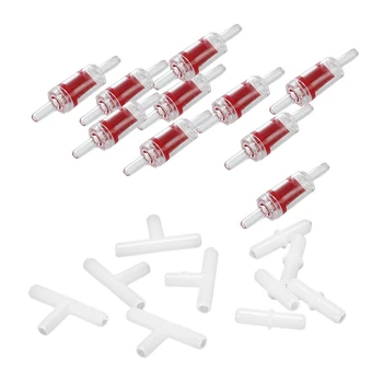 

20 Pcs Accessories: 10Pcs Aquarium Air Tube Tubing Connectors Filters & 10Pcs One Way Check Valve for Aquarium Air Pump