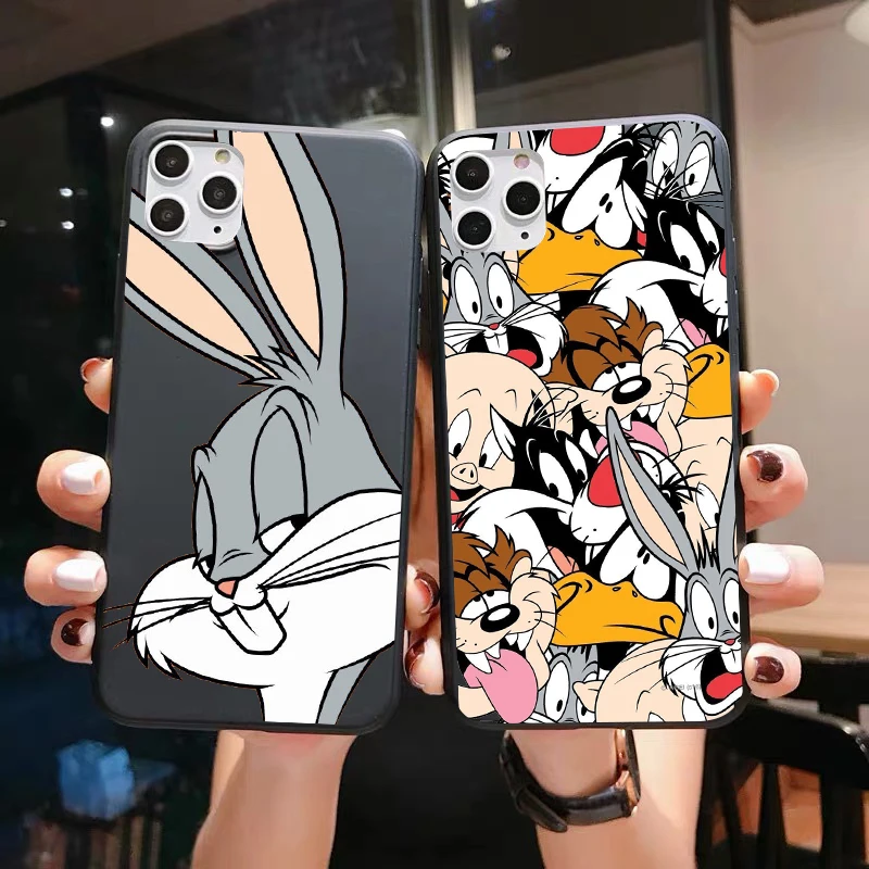 

Cartoon Crazy Rabbit TPU Case for iPhone 12mini 6 7 8 Plus 6s Wolf Dog black Soft Cover for iPhone Xs X 11Pro 12pro Max XR Coque