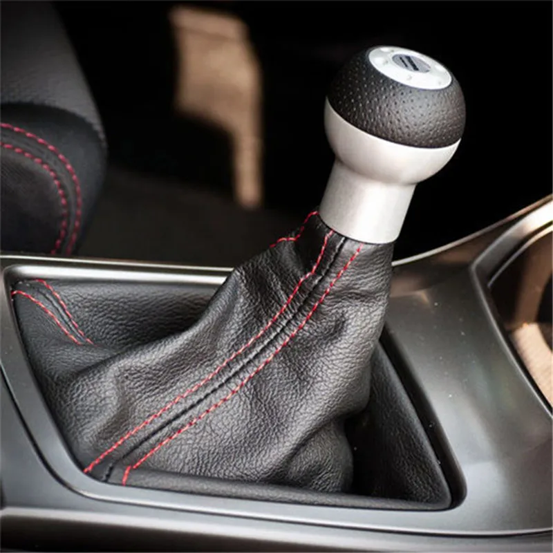 PU Leather Auto Gear Manual Shift Knob Lever Shifter Line Leather