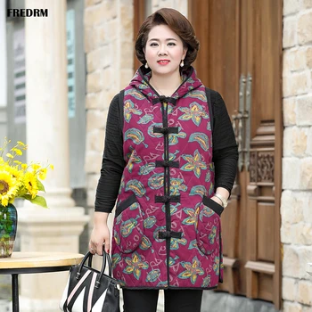 

Women Vests 2019 New Winter Spring Thick Cotton Lady Sleeveless Jackets Plus Over Size Printed Floral Female Outerwear