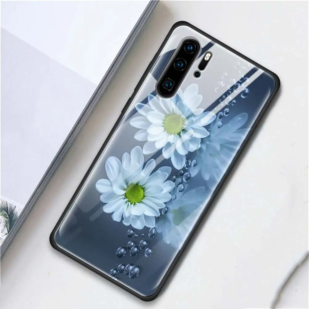 T04 Чехол для телефона из закаленного стекла для huawei mate 10 20 Lite Pro Чехол для Honor 8X 9X 9X Pro задняя крышка пион Sunflowe Роза Маргаритка - Цвет: T04