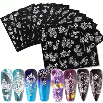 

1pcs 5D White Flower Nail Stickers Lace Transfer Decals Summer Leaf Adhesive Sliders Wraps Tips Nail Art Decoration TRDP237-248