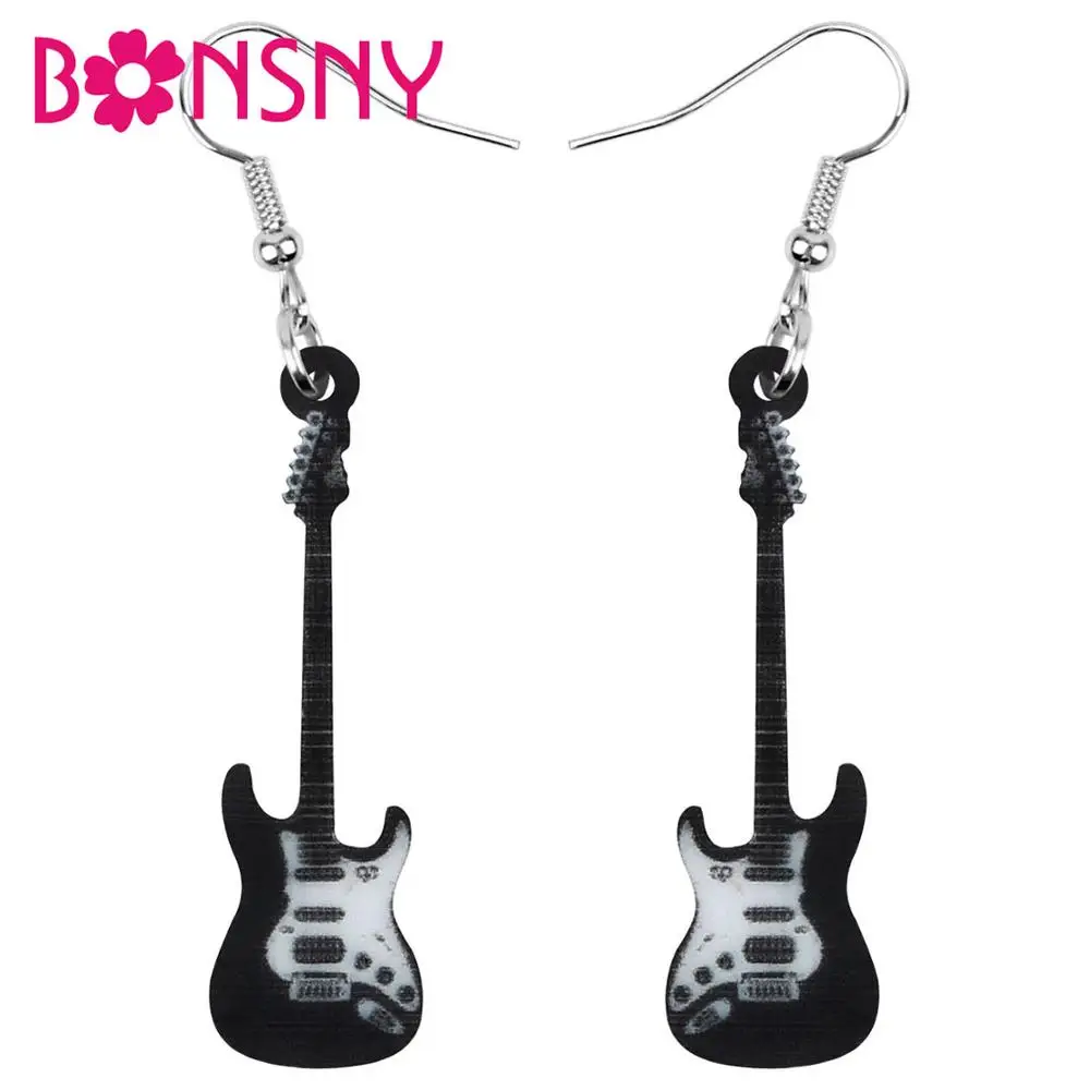 Акриловая аниме черная гитара Bonsny украшение для серьги-подвески в форме капли