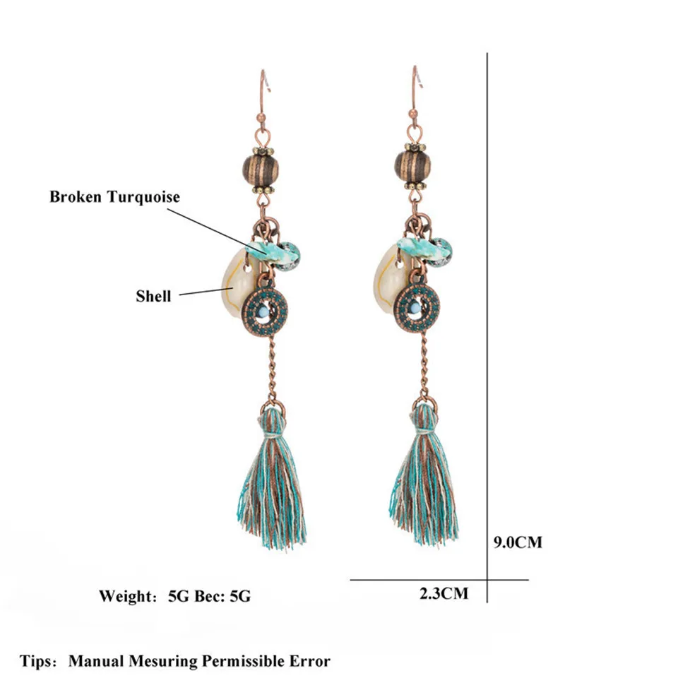 Exaggerated natural stones bead long tassel earrings 2020 New bohemian brincos bijoux Crystal dangle drop earrings women jewelry（1-1） (11)