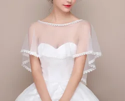 Fashion Wedding Jackets Wraps Bridal Capes Coat Tulle Romantic Applique Hem Wedding Accessories